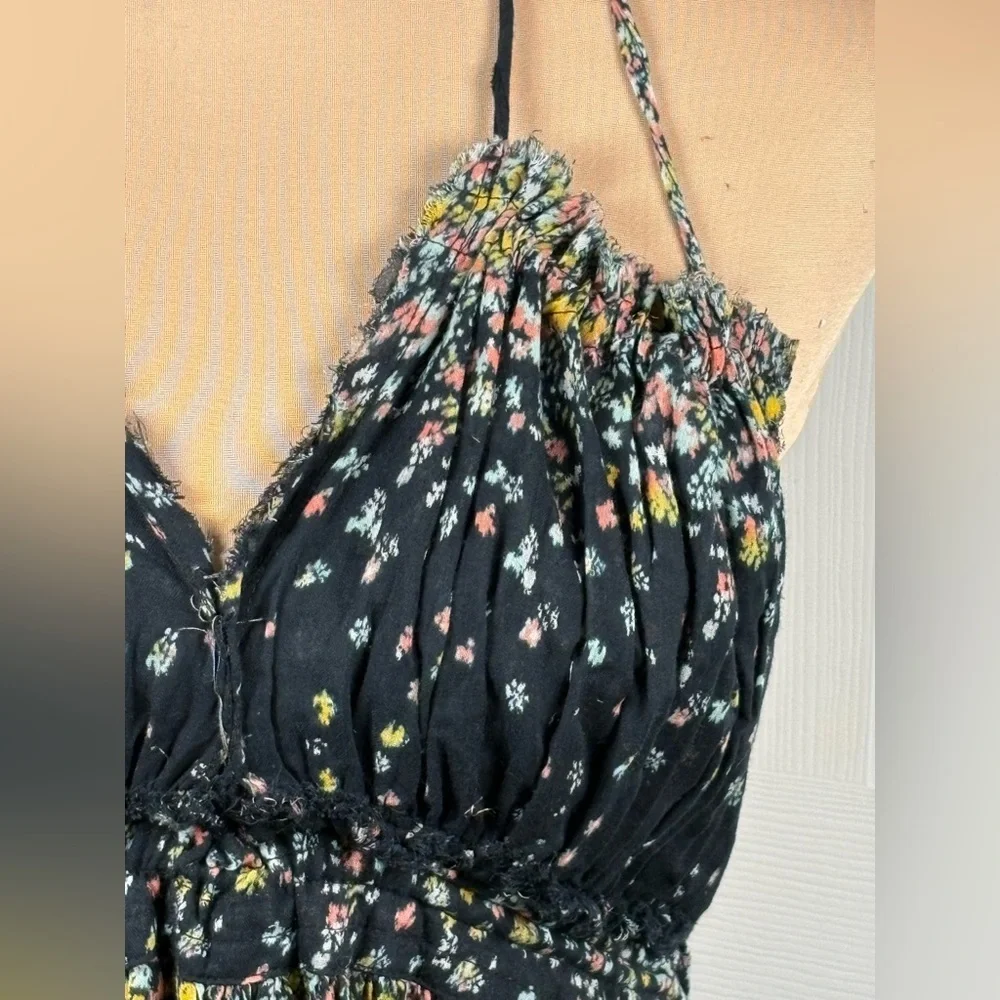 Free People 100 Degree floral print flowy tunic dress in black. Size Small
